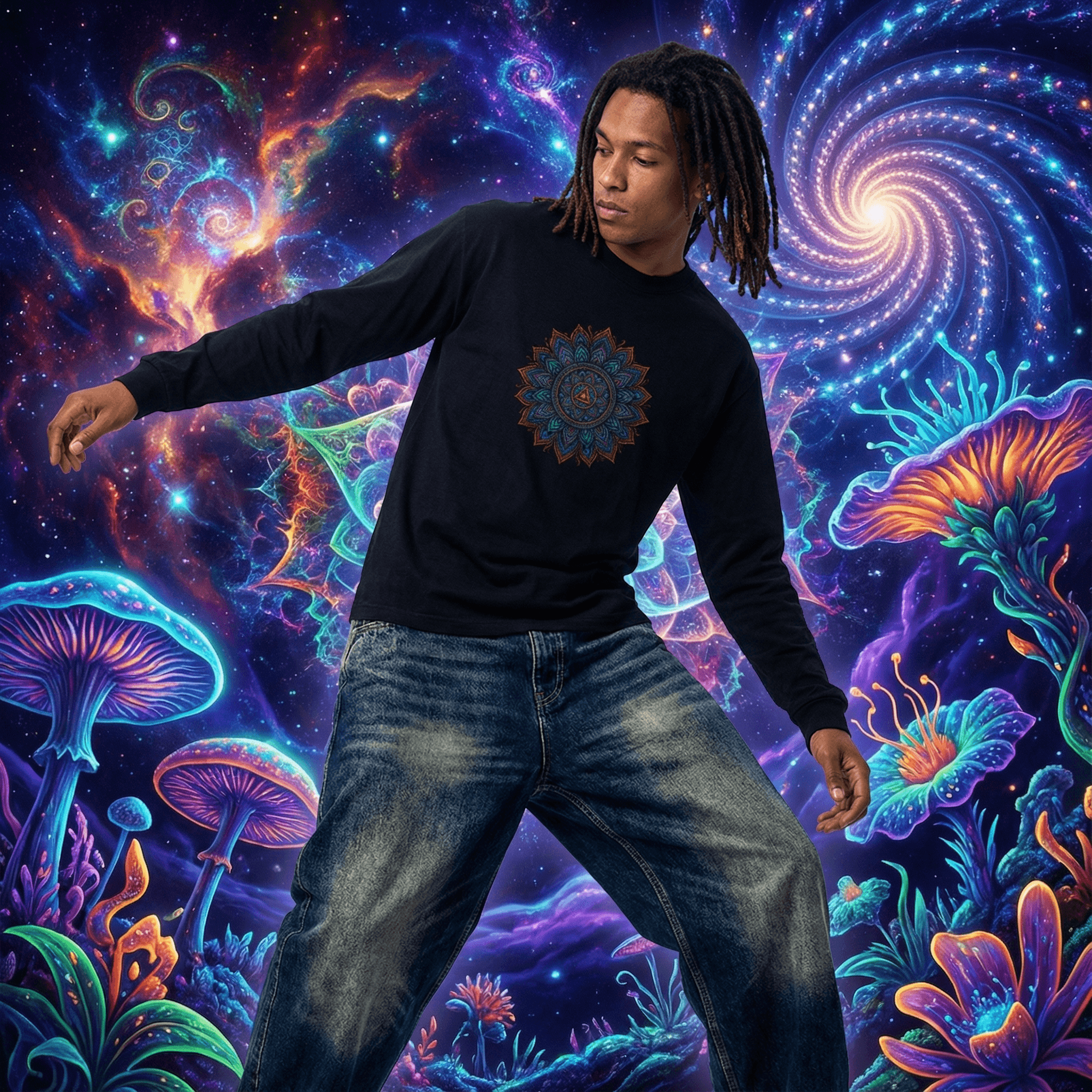 Full Sleeves Cosmic Vibes Graphic Tee